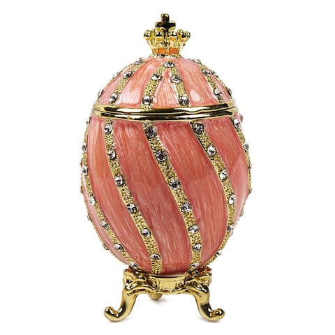 Imperial Faberge Winding with Crown Egg / Jewelry Box in Pink (Small)