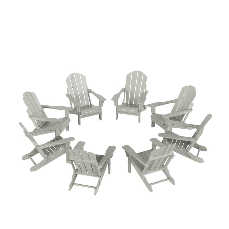 Polytrends Laguna Hdpe All Weather Outdoor Patio Foldable Adirondack Chairs (Set Of 8)
