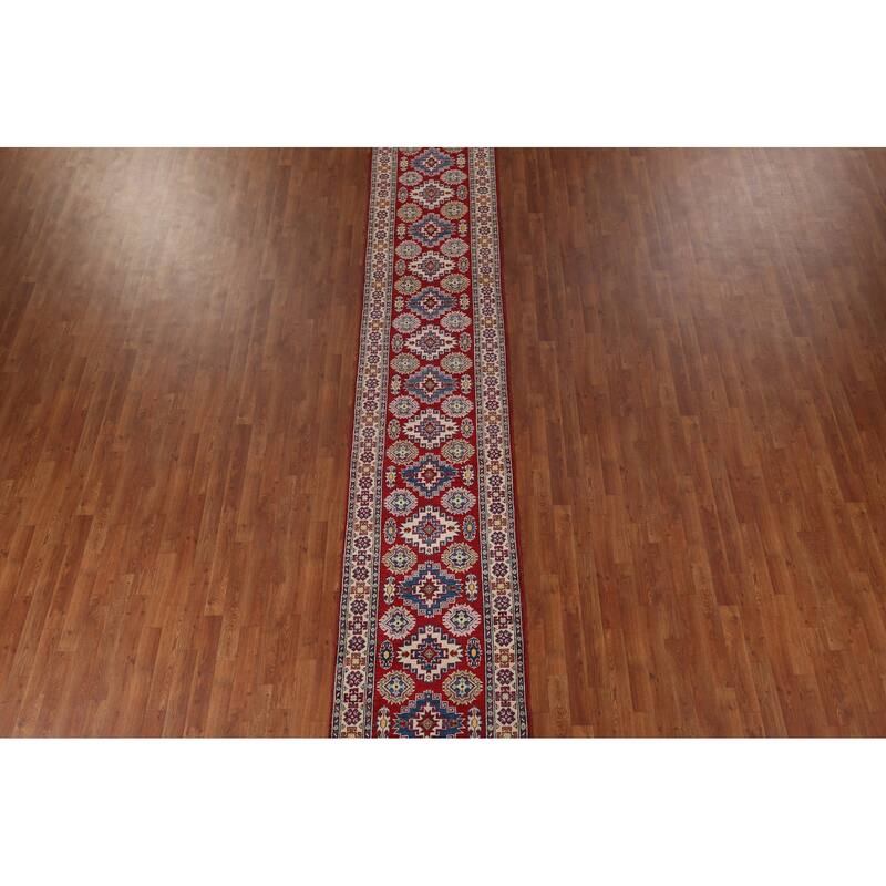 Kazak Oriental Rug Hand-Knotted Wool Carpet - 2'7" x 19'3"