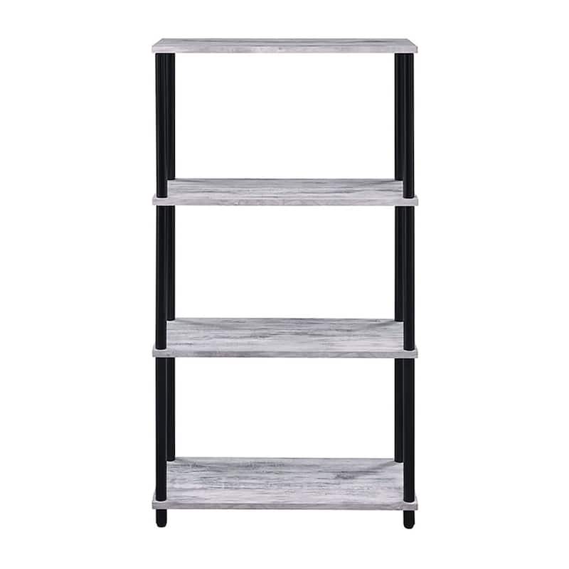 Antique White and Black Bookshelf with 4 Shelf