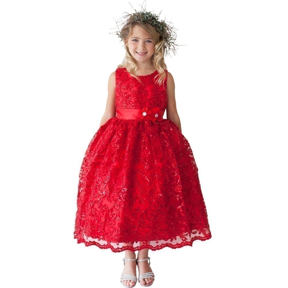 girls red sparkle dress