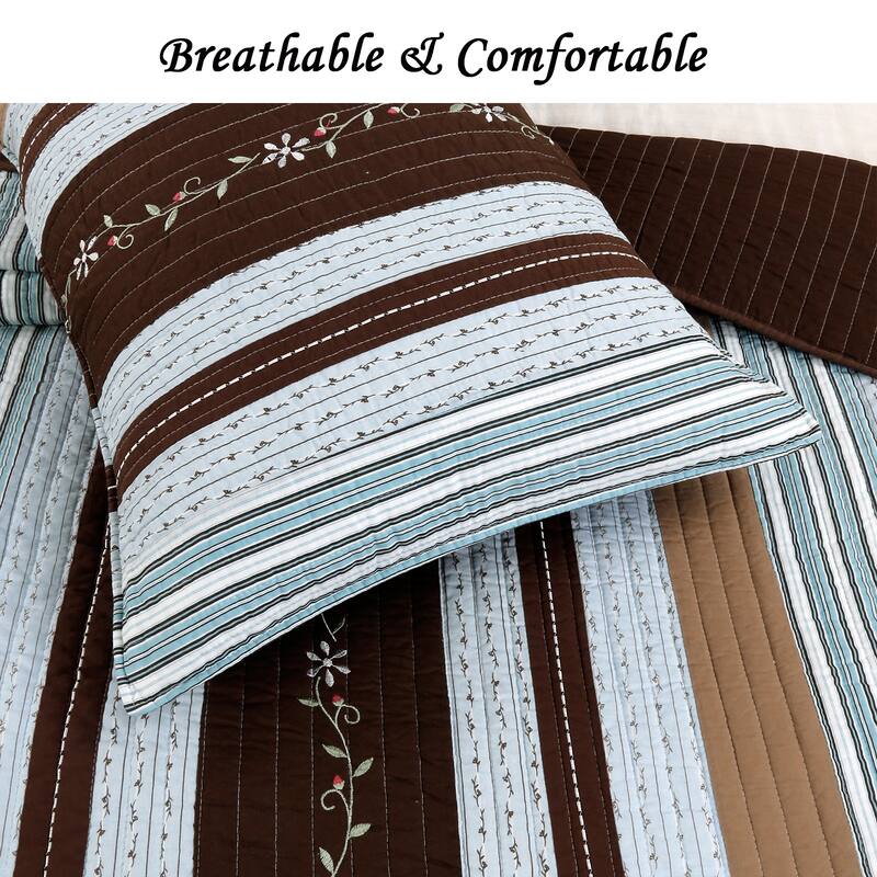 Copper Grove Amaryllis Striped 3-piece Quilt Bedding Set