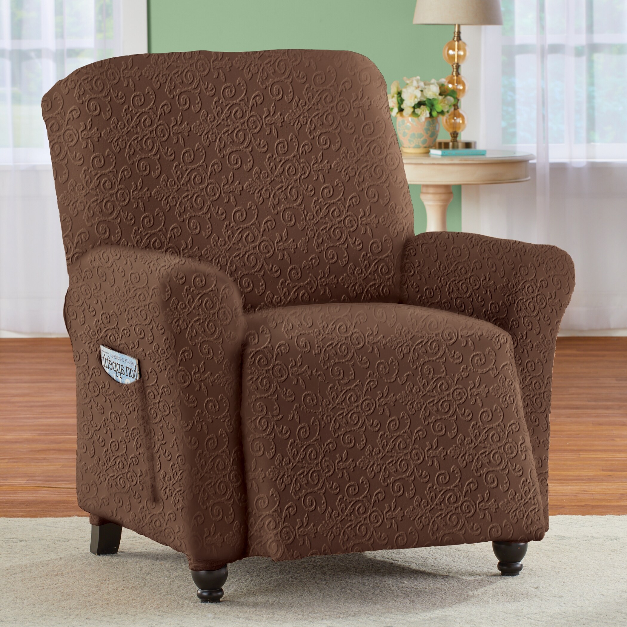 Maytex collin stretch 4 piece 2025 recliner chair furniture cover slipcover