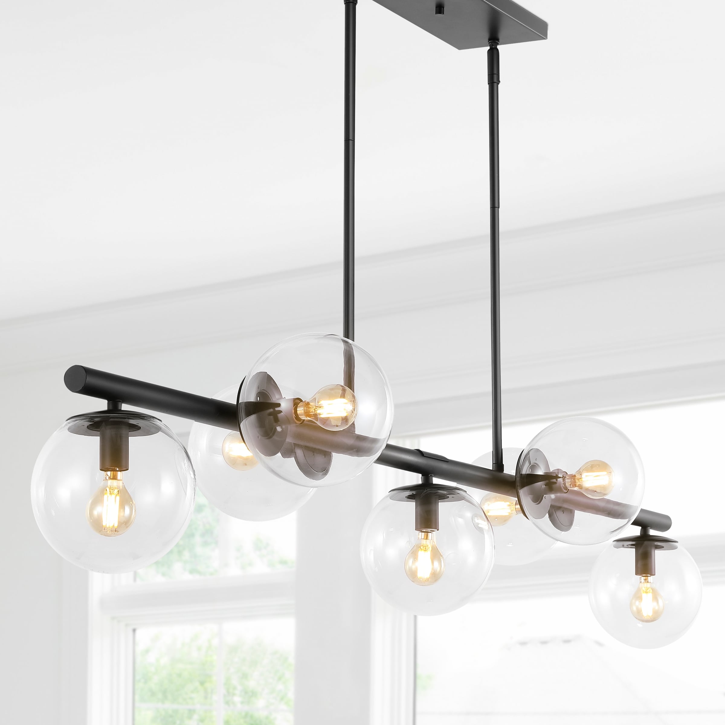 JONATHAN Y Luca Parisian 53" 7-Light Modern Glam Iron Globe Linear LED Pendant