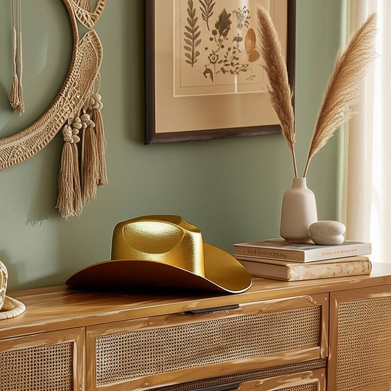 Aluminum Cast Decorative Object Cowboy Hat Design Glam Style - 3" Gold - 8" x 7" x 2.75" - Gold - 8" x 7" x 2.75"