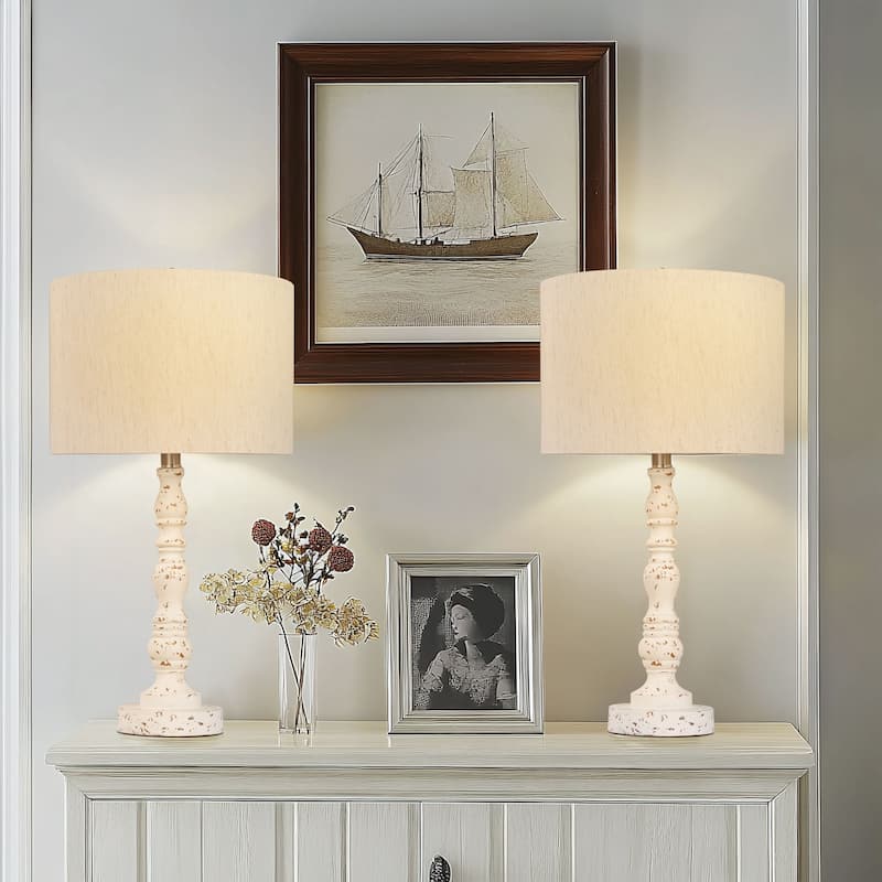 Bedside Poly Resin Table Lamps (Set of 2)