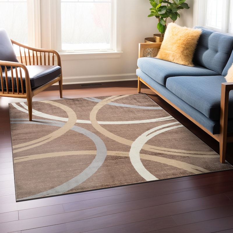 World Rug Gallery Contemporary Abstract Circles Design Area Rug