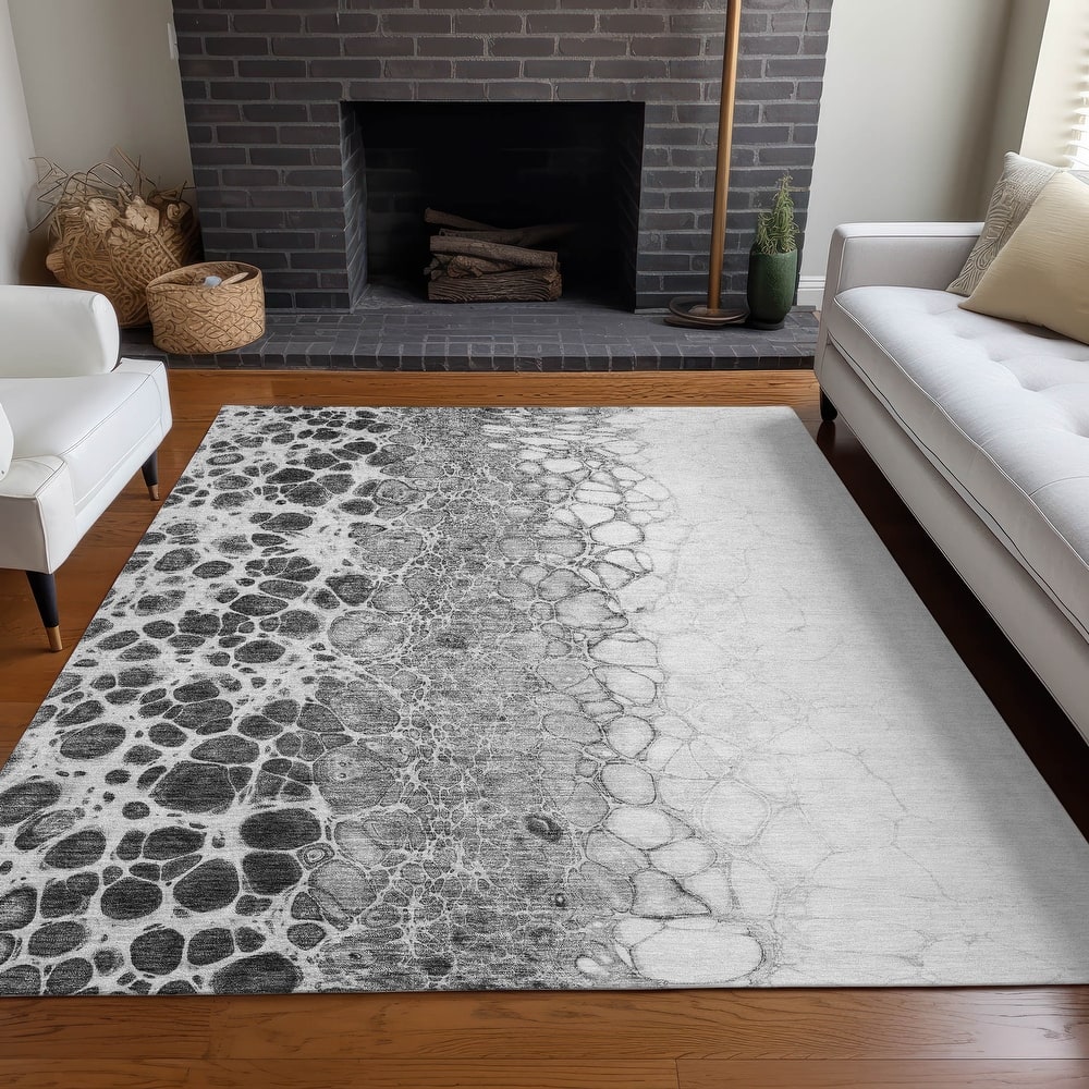 Machine Washable Indoor/ Outdoor Chantille Abstract Cobblestone Rug