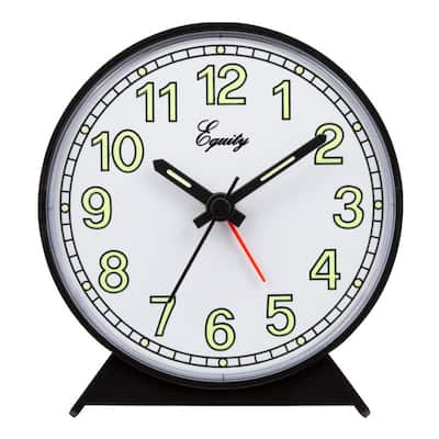 Equity by La Crosse 14077 Black Battery-Operated Analog Alarm Clock