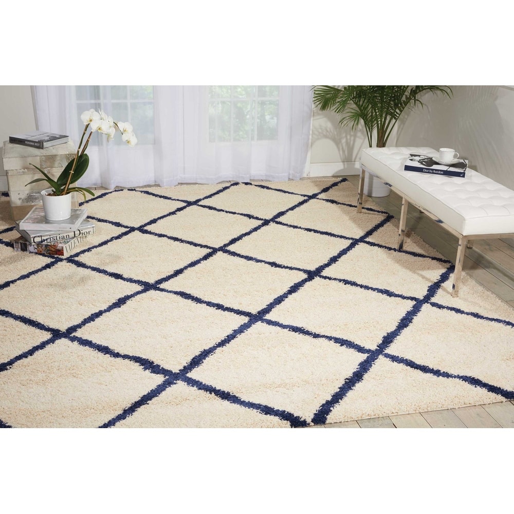 Nourison Brisbane Large Diamond Geometric Modern Shag Area Rug