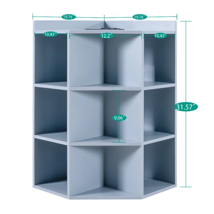 Corner Cabinet with USB Ports and Outlets Corner Cube Storage for Small Space Wooden Storage Cabinet