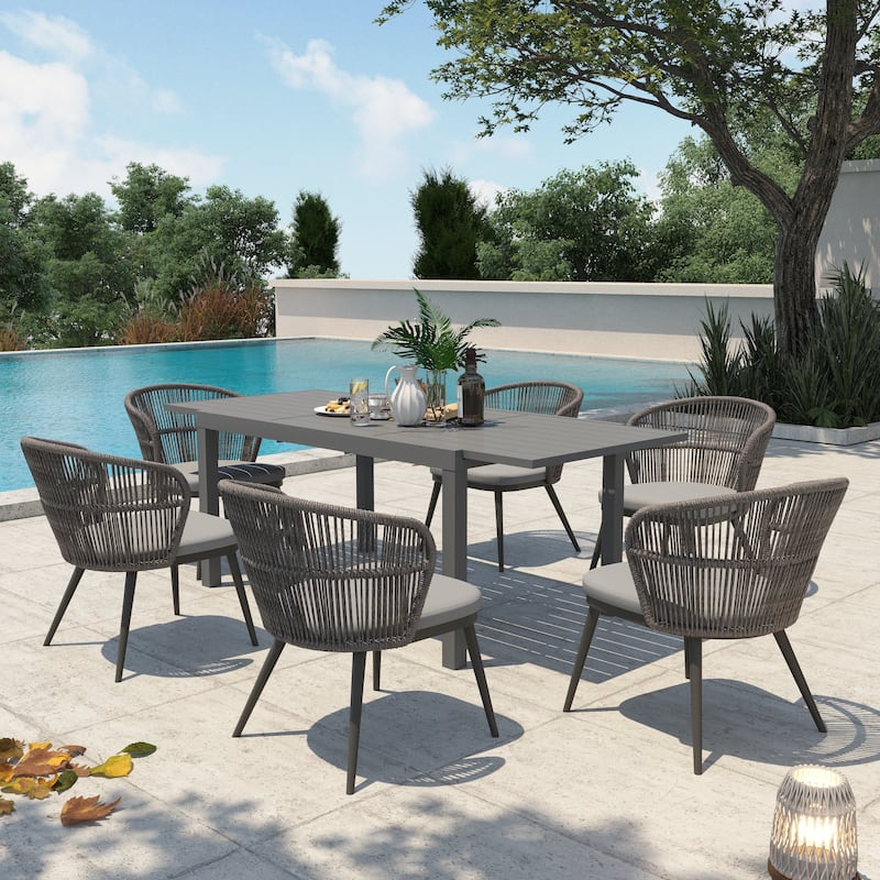 Outdoor Patio Dining Set Chairs and Extendable Table