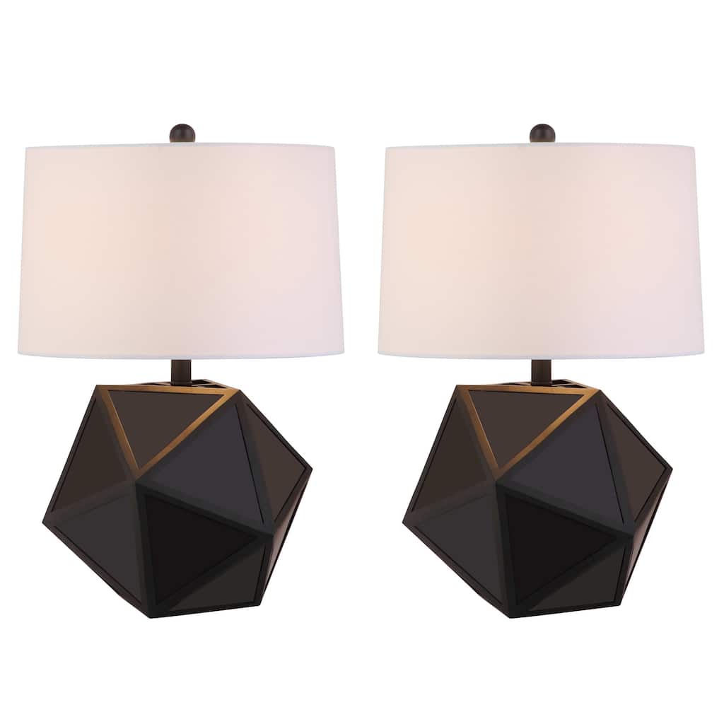 SAFAVIEH Lighting Everly 23-inch Modern Geometric Black Table Lamp (Set of 2) - 16"x16"x23" - 16Wx16Dx23H