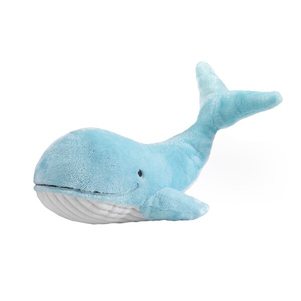 blue and white stuffed dog