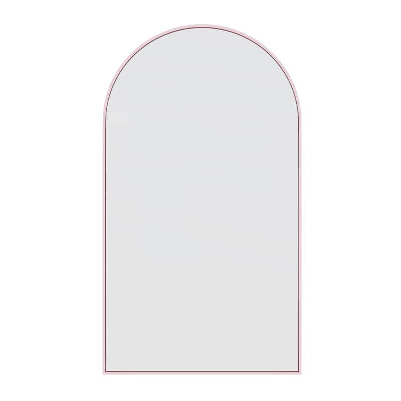 Glass Warehouse Large Arch Shape Stainless Steel Framed Mirror - 83" x 48" - Pink
