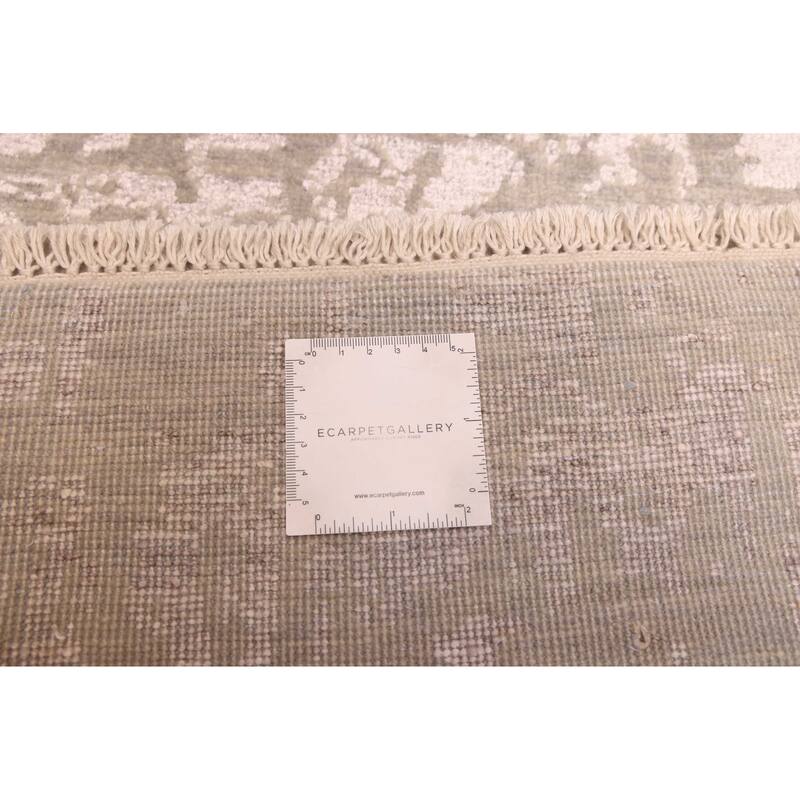 ECARPETGALLERY Hand-knotted Legacy Grey Silk, Wool Rug - 2'7 x 9'11
