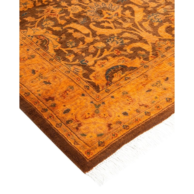 Overton Hand Knotted Wool Vintage Inspired Modern Contemporary Overdyed Gold Area Rug - 2' 6" x 4' 4"