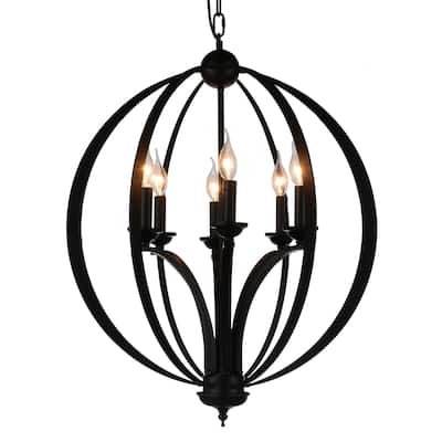 Drift 6 Light Up Chandelier With Black Finish
