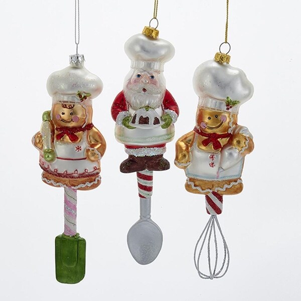 Pack Of 6 Vibrantly Colored Gingerbread And Santa Cooking Utensil Ornaments 7 Brown