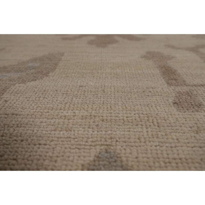 Vegetable Dye Oushak Oriental Large Rug Handmade Beige Wool Carpet - 10'5"x 14'4"