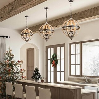 White Ridge Farmhouse Chandelier with Distressed W