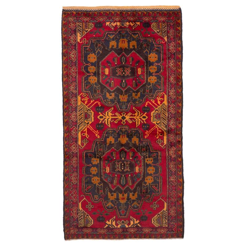 ECARPETGALLERY Hand-knotted Teimani Red Wool Rug - 3'6 x 6'9