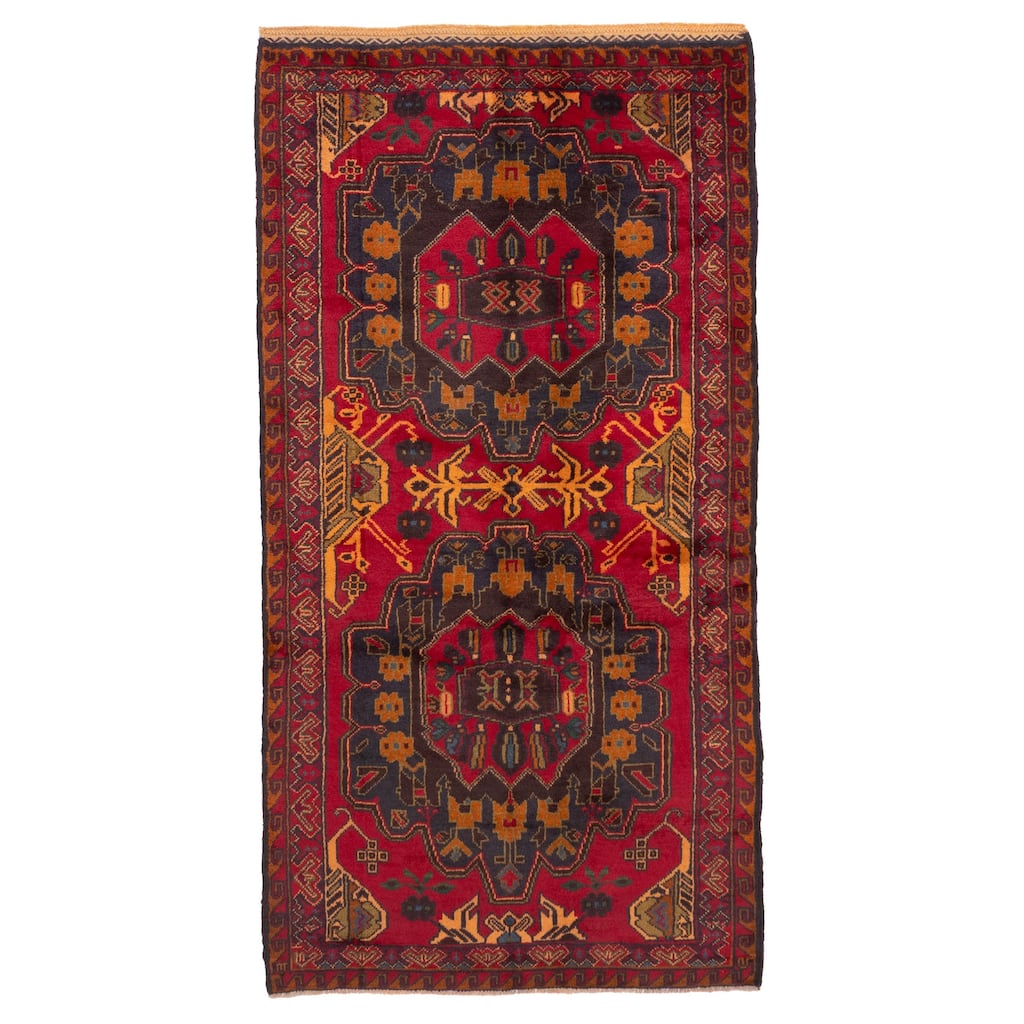 ECARPETGALLERY Hand-knotted Teimani Red Wool Rug - 3'6 x 6'9