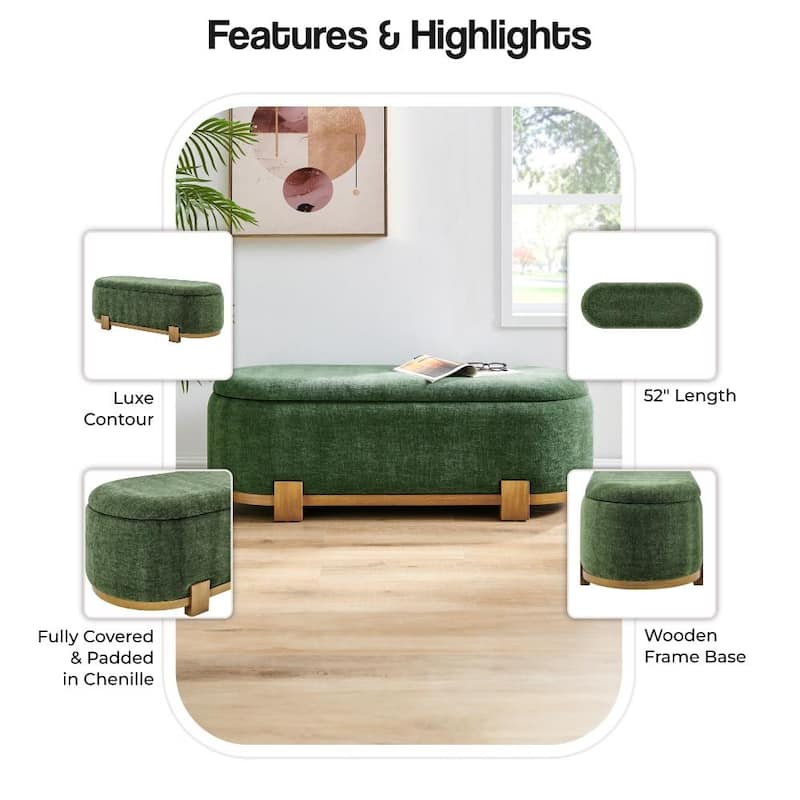 NPD Furniture Ayleen Chenille Storage Bench