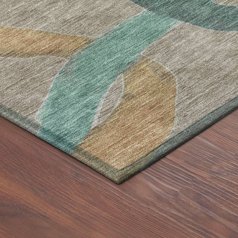 Machine Washable Indoor/ Outdoor Abstract Links Chantille Rug