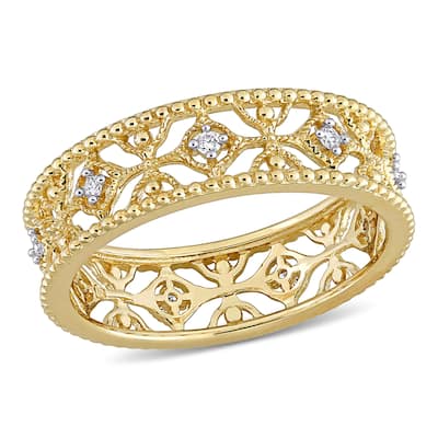 Miadora 1/10ct TW Diamond Lace Ring in 14k Yellow Gold