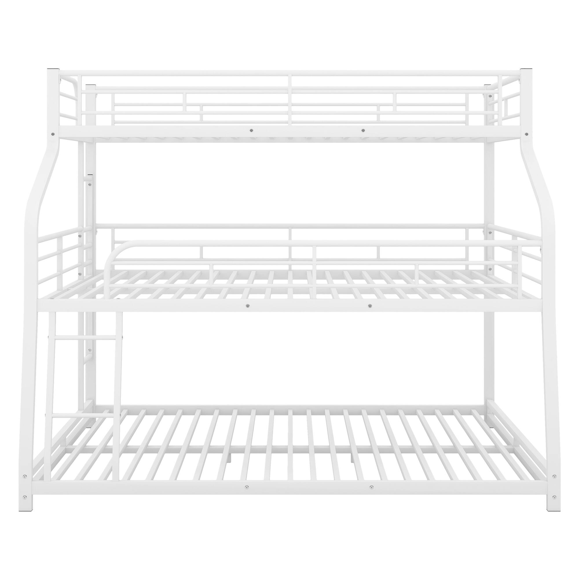 Metal Twin XL/Full XL/Queen Triple Bunk Bed Frame with Guardrails Bed