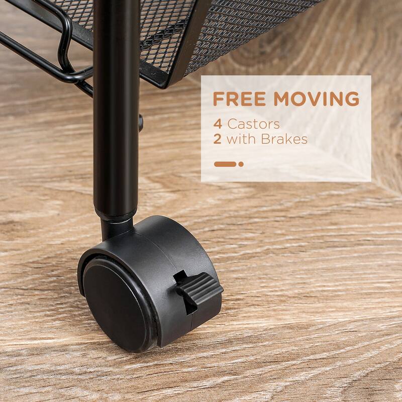 5 Tier Utility Rolling Cart(no include stool) - Black
