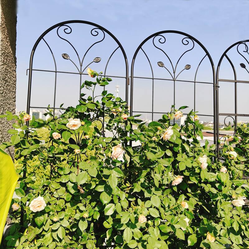 4 Pack Metal Garden Trellis 86.7" x 19.7" Rustproof Trellis for Climbing Plants Outdoor Flower Support - Black