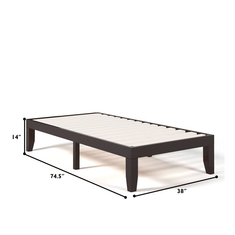 Gymax 14'' Twin Size Wooden Platform Bed Frame w/ Strong Slat Support