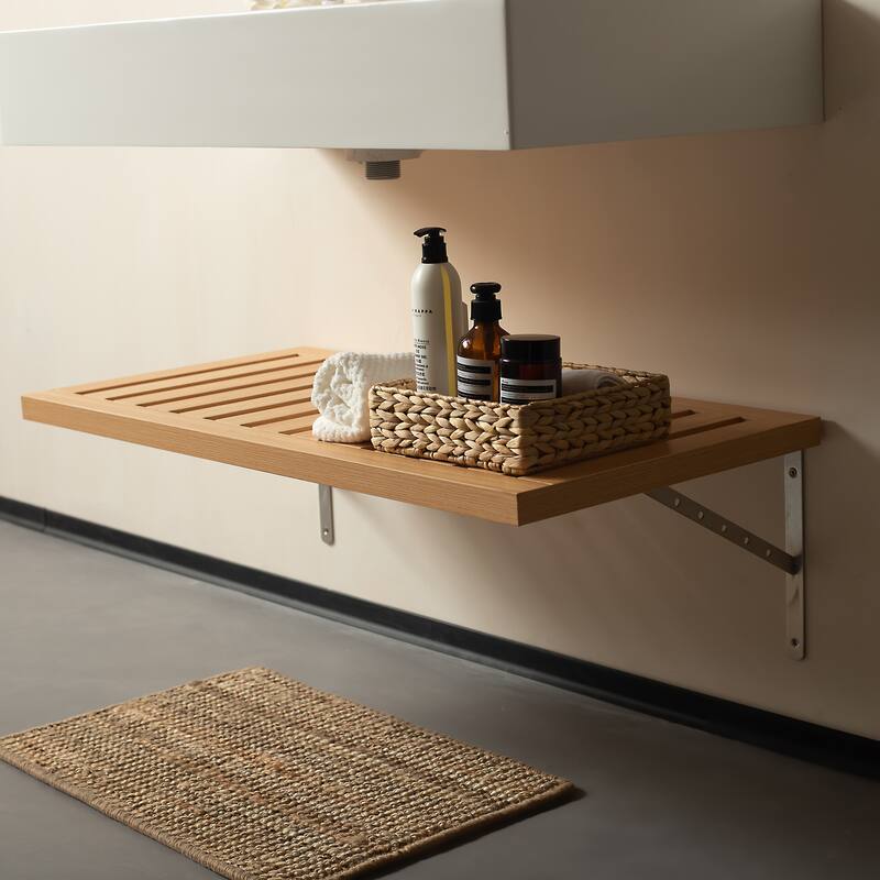 Modland Wall-Mounted Floating 30/36/48 inch Bathroom Vanity with Sink & Striped Shelves Layer