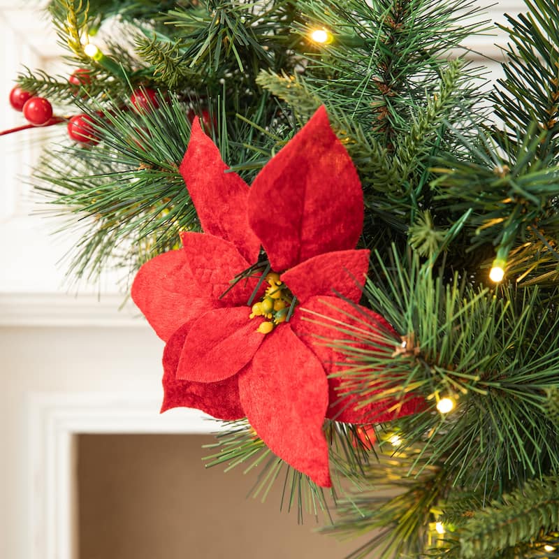 Glitzhome 3FT Pre-Lit Artificial Christmas Swag With 50 Warm White Lights and Timer