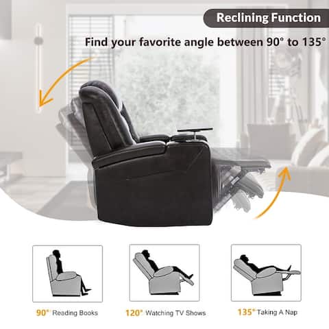 Power Motion Recliner with USB Charging Port and Swivel Tray Table