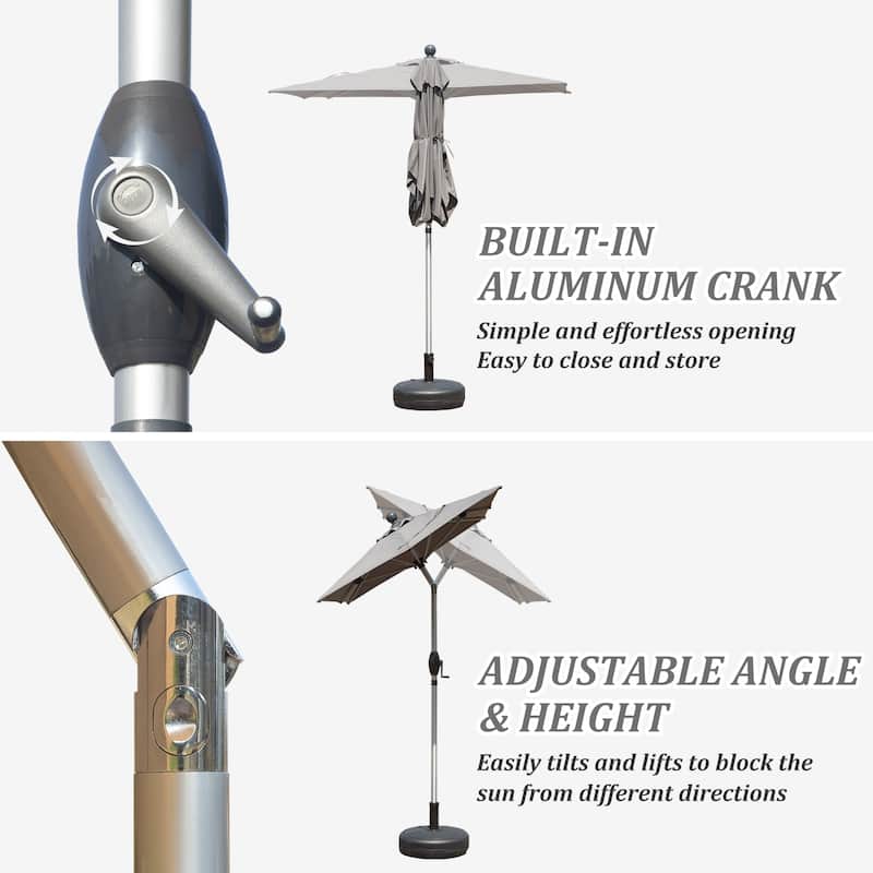 Rectangle Patio Umbrella with Crank Lift and Tilt Function