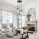 preview thumbnail 2 of 12, 3 Light Black Cluster Pendant Blue Textured Glass Adjustable Modern - 3-Lights