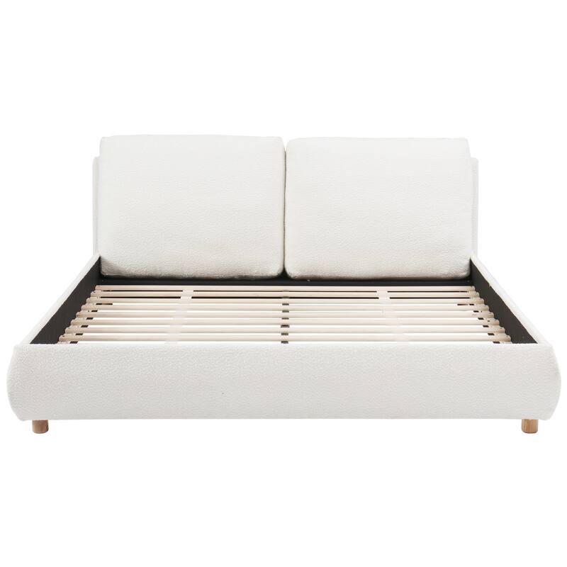 Christopher Knight Home - Charlotte Upholstered Platform Bed with Removable Pillow Headboard