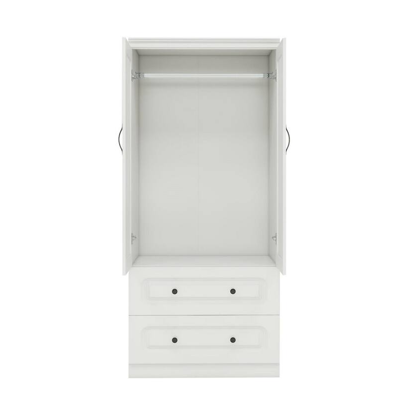 HomeRoots 71" White Wood Two Door Two Drawer Combo Dresser