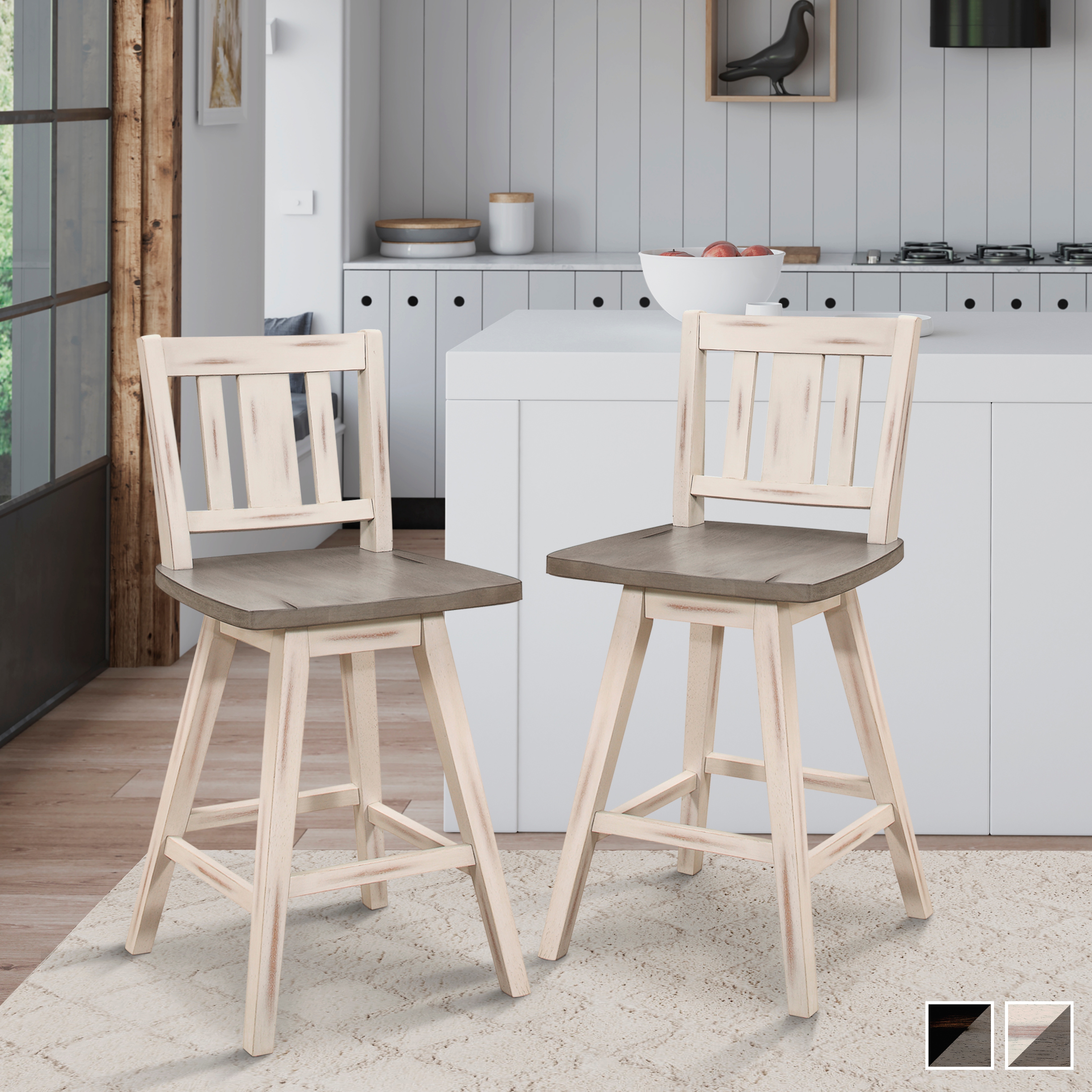 Roux Swivel Counter Height Barstool Set of 2