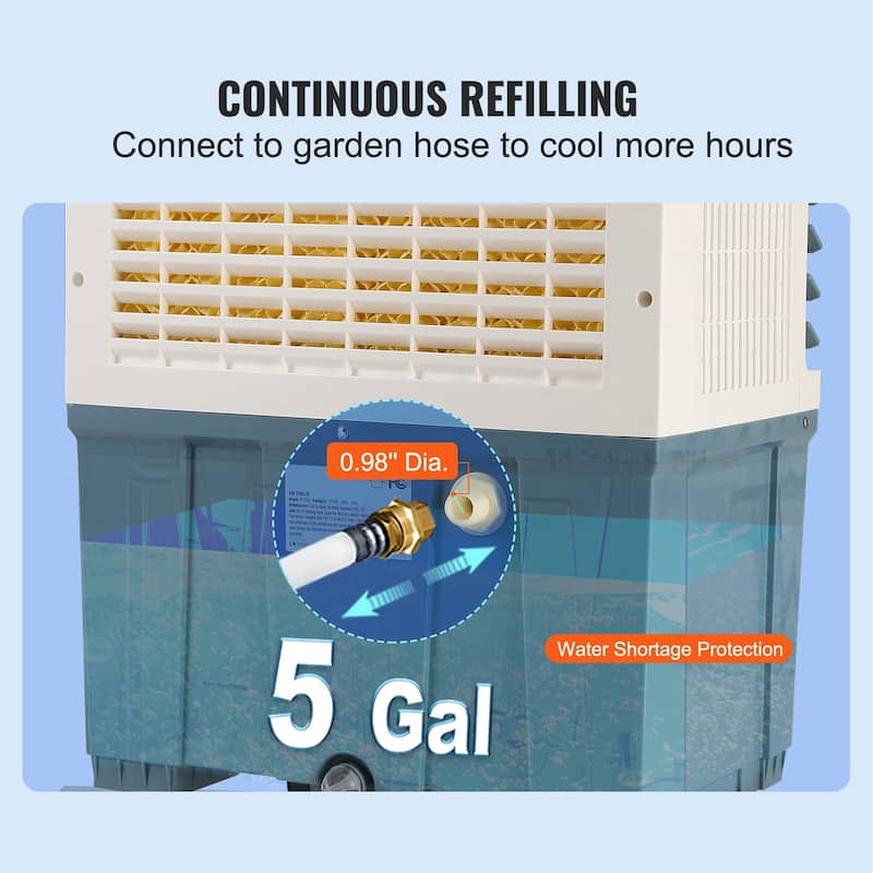 Evaporative Cooler, 1400 CFM Air Cooler, 84° Oscillating Swamp Cooler ,5 Gal Portable Air Cooler for 550 Sq.ft - 1400 CFM