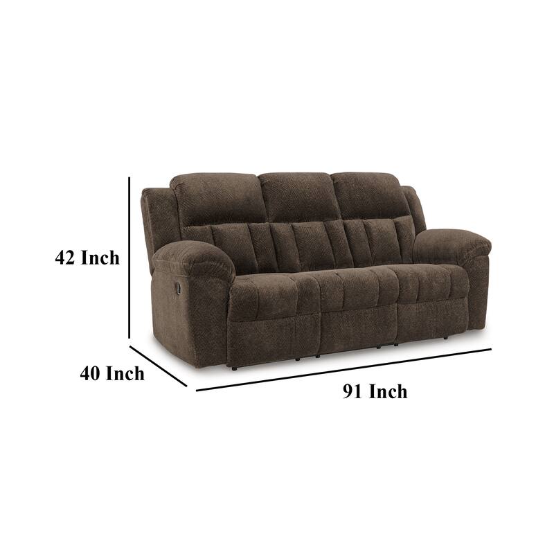 Briar Manual Reclining Sofa Brown Polyester, Pillow Top Arms, 91 Inch