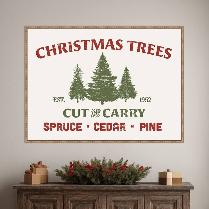 Christmas Farm Sign I by Victoria Barnes Framed Canvas Wall Art Print