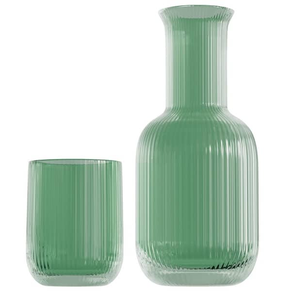 slide 2 of 10, Set Of 2 Carafe And Cup Set 27.72 OZ. Green
