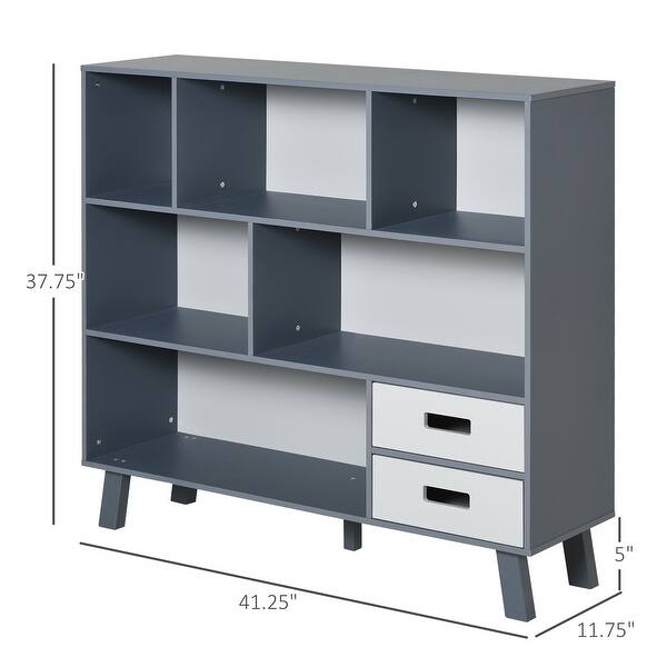 dimension image slide 0 of 2, 3-Tier Child Bookcase Open Shelves Cabinet Floor Standing Cube Storage Organizer with Drawers