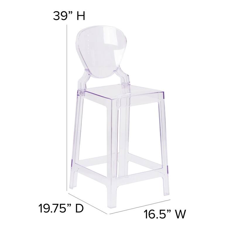 4Pk Ghost Counter Stool with Tear Back in Transparent Crystal - Wedding Chairs