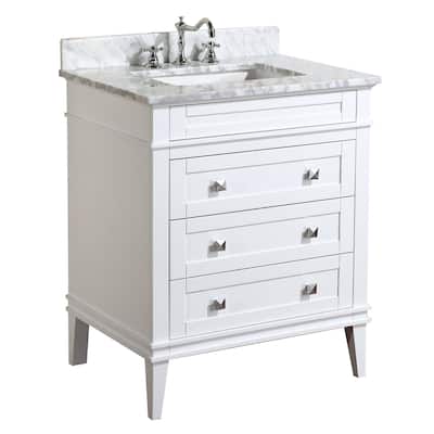 KitchenBathCollection Eleanor 30" Bathroom Vanity with Carrara Marble Top