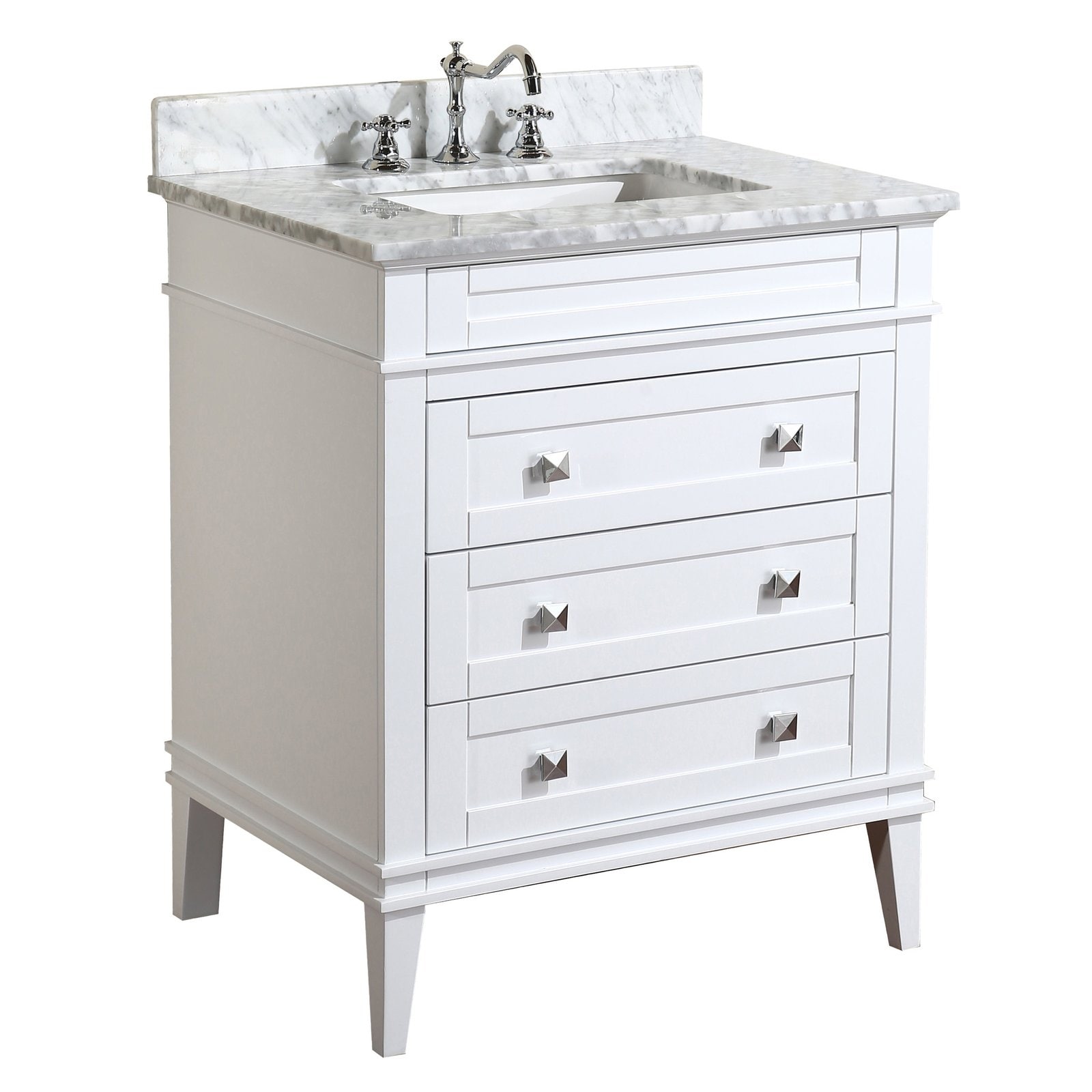 KitchenBathCollection Eleanor 30" Bathroom Vanity with Carrara Marble Top